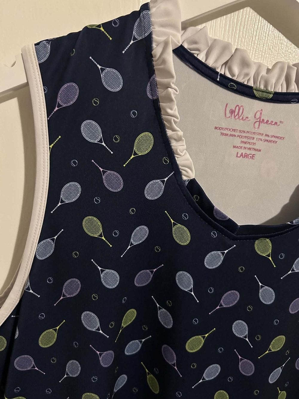 Navy Tennis-Print Sleeveless Casual Dress - Picture 3 of 5